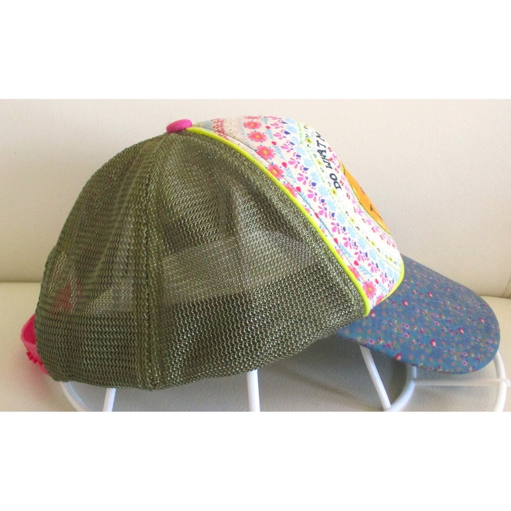Natural Life Do What Makes You Happy Smiley Face Trucker Hat Floral Mesh Pink - Picture 4 of 7